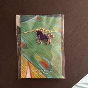 Handmade Purple Enamel Glitter Unicorn  Necklace 16 » chain